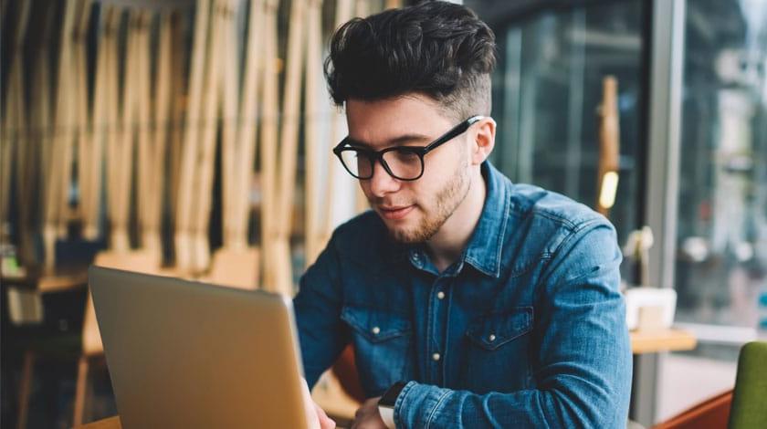 An online school student on laptop